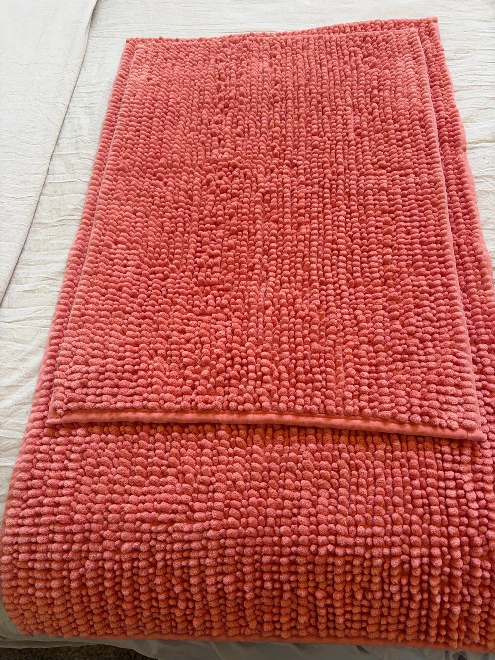 Martha Stewart Coral Chenille Bath Mat - Warm Coral Tone